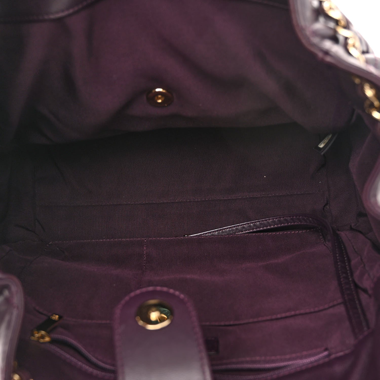 Chanel Lambskin Quilted Large Drawstring Shoulder Bag Dark Purple 5 of 10