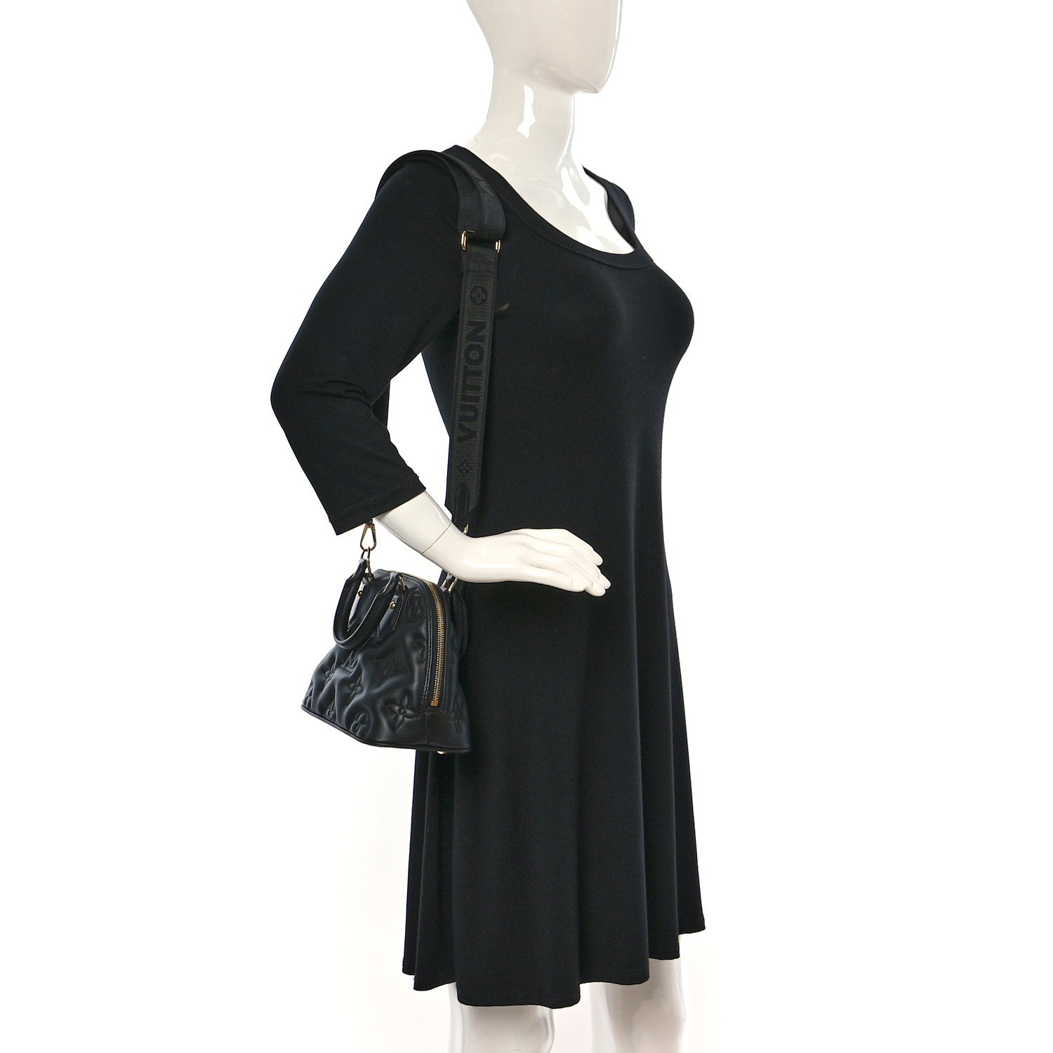 Louis Vuitton Calfskin Bubblegram Alma BB Black 2 of 9
