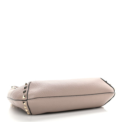 Valentino Garavani Pebbled Calfskin Small Rockstud Flip Lock Hobo Poudre 4 of 8