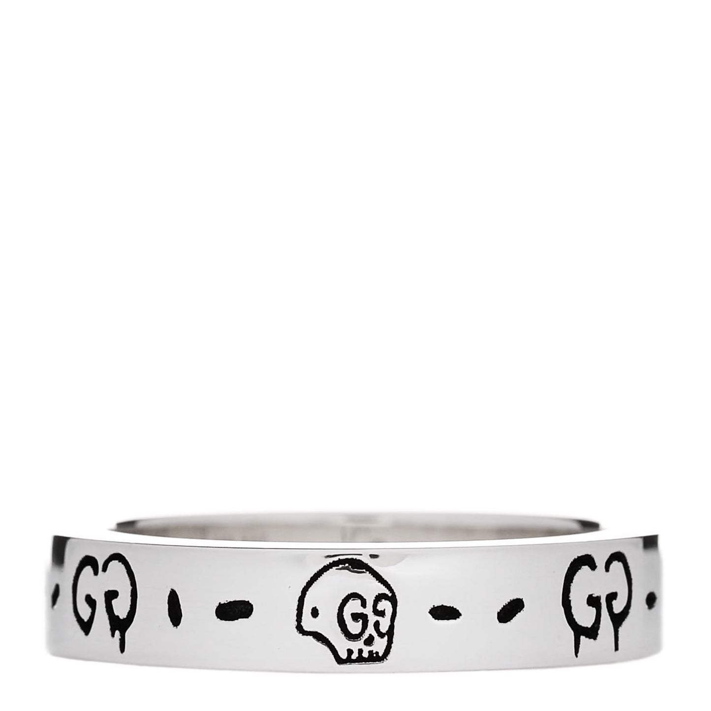 Sterling Silver 4mm GucciGhost Hamlet Skull Narrow Ring 50 5.5