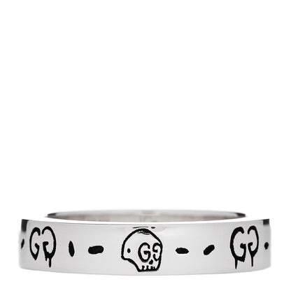 Gucci Sterling Silver 4mm GucciGhost Hamlet Skull Narrow Ring 50 5.5 1 of 6