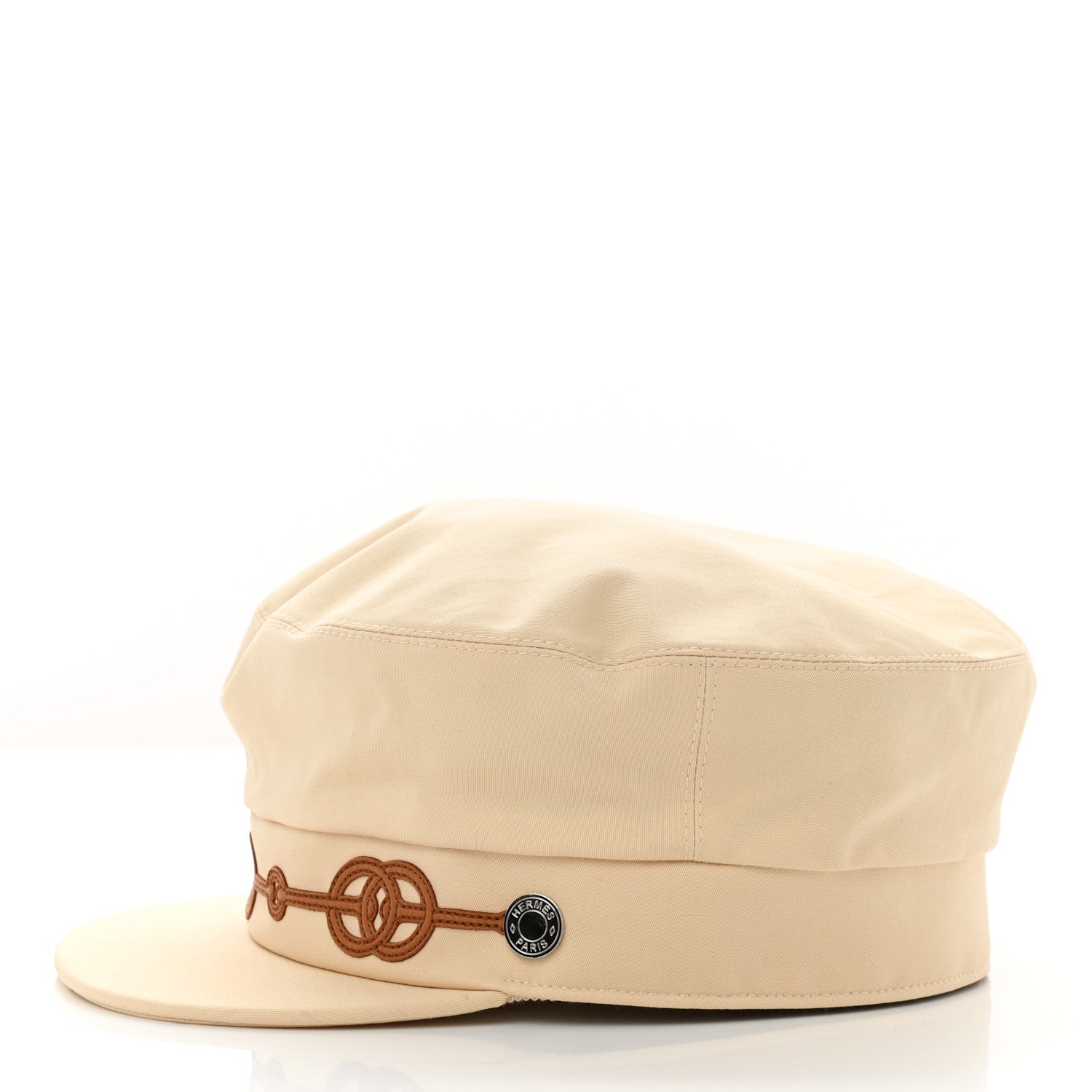 Hermes Double Linen Twill Casquette Cabourg Cliquetis Cap 57 White Creme 4 of 8