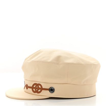 Hermes Double Linen Twill Casquette Cabourg Cliquetis Cap 57 White Creme 4 of 8