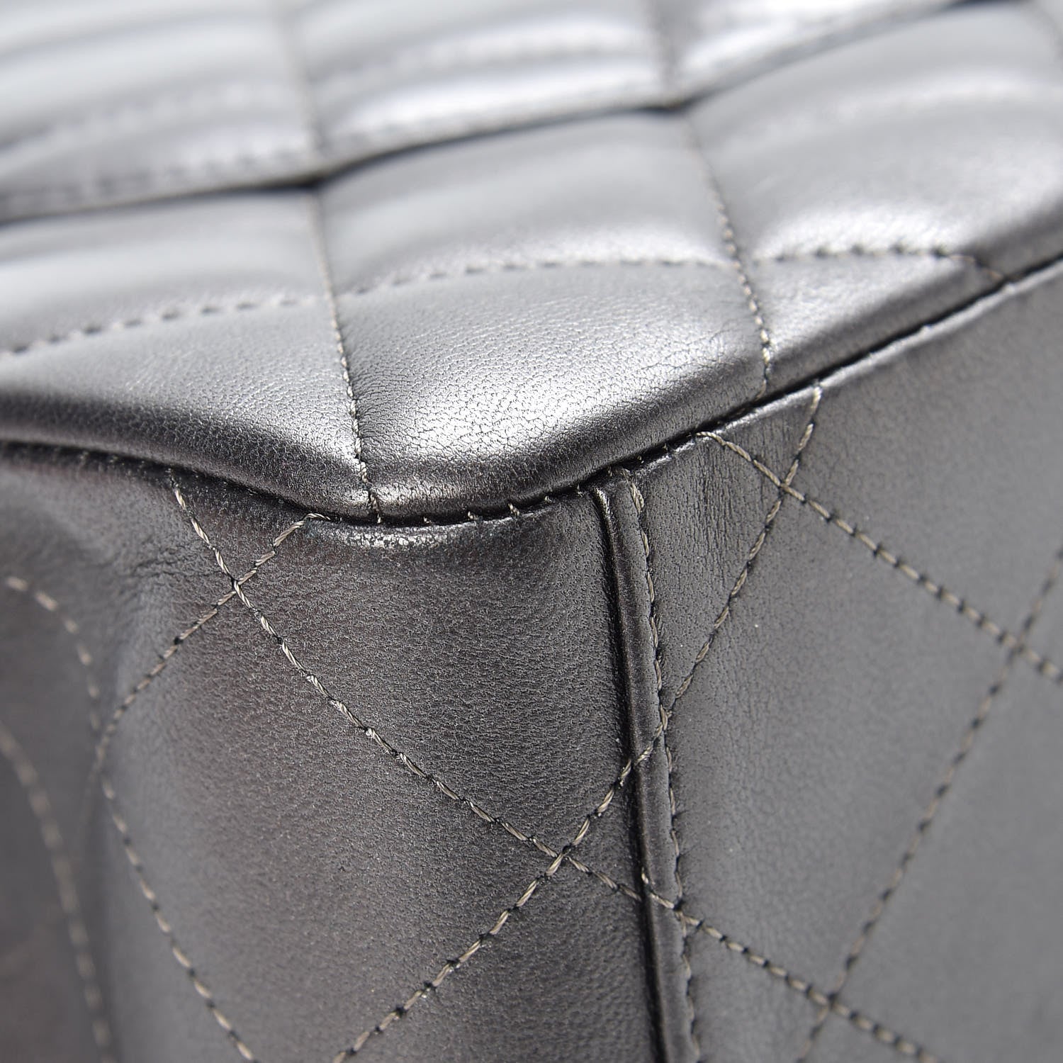 Chanel Metallic Lambskin Quilted Maxi Single Flap Dark Grey 13 of 21