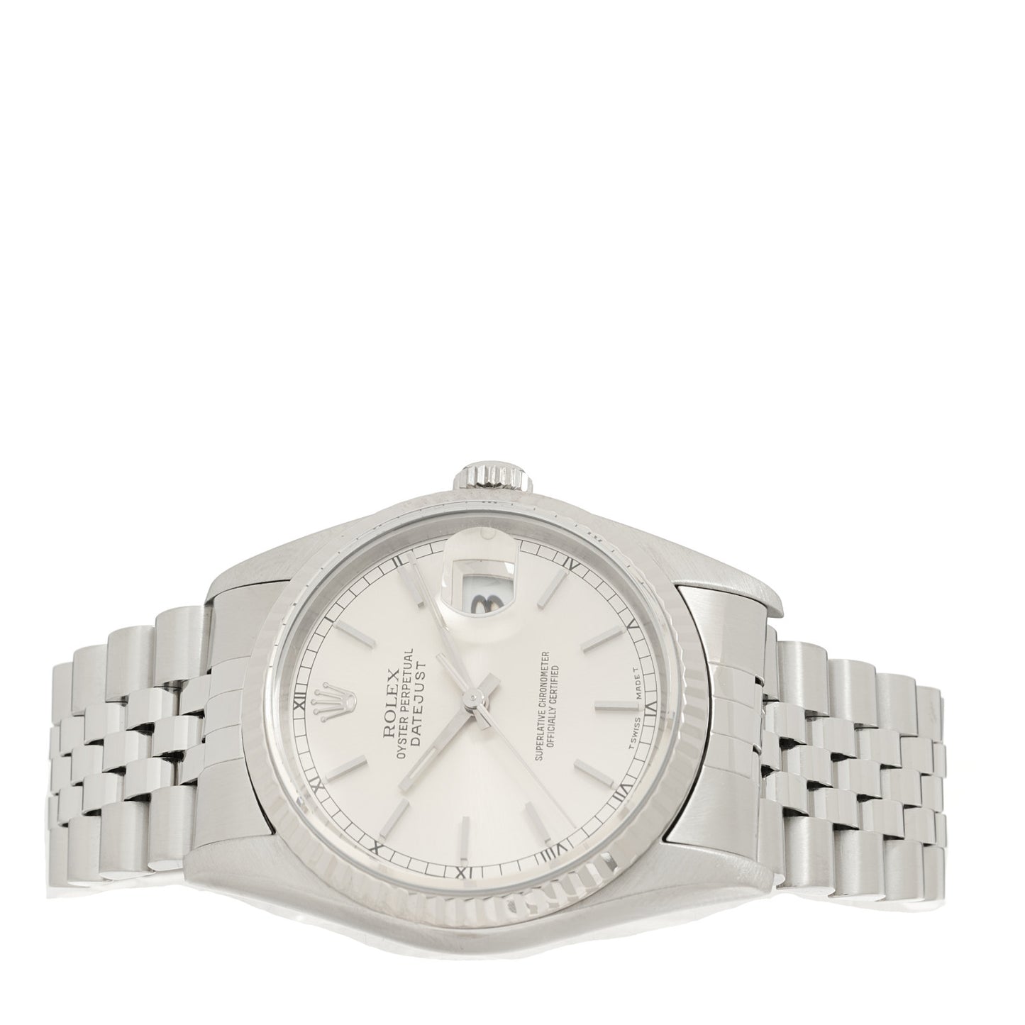 Stainless Steel 18K White Gold 36mm Oyster Perpetual Datejust Watch Silver 16234