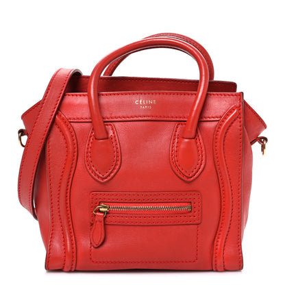Celine Smooth Calfskin Nano Luggage Red 1 of 10