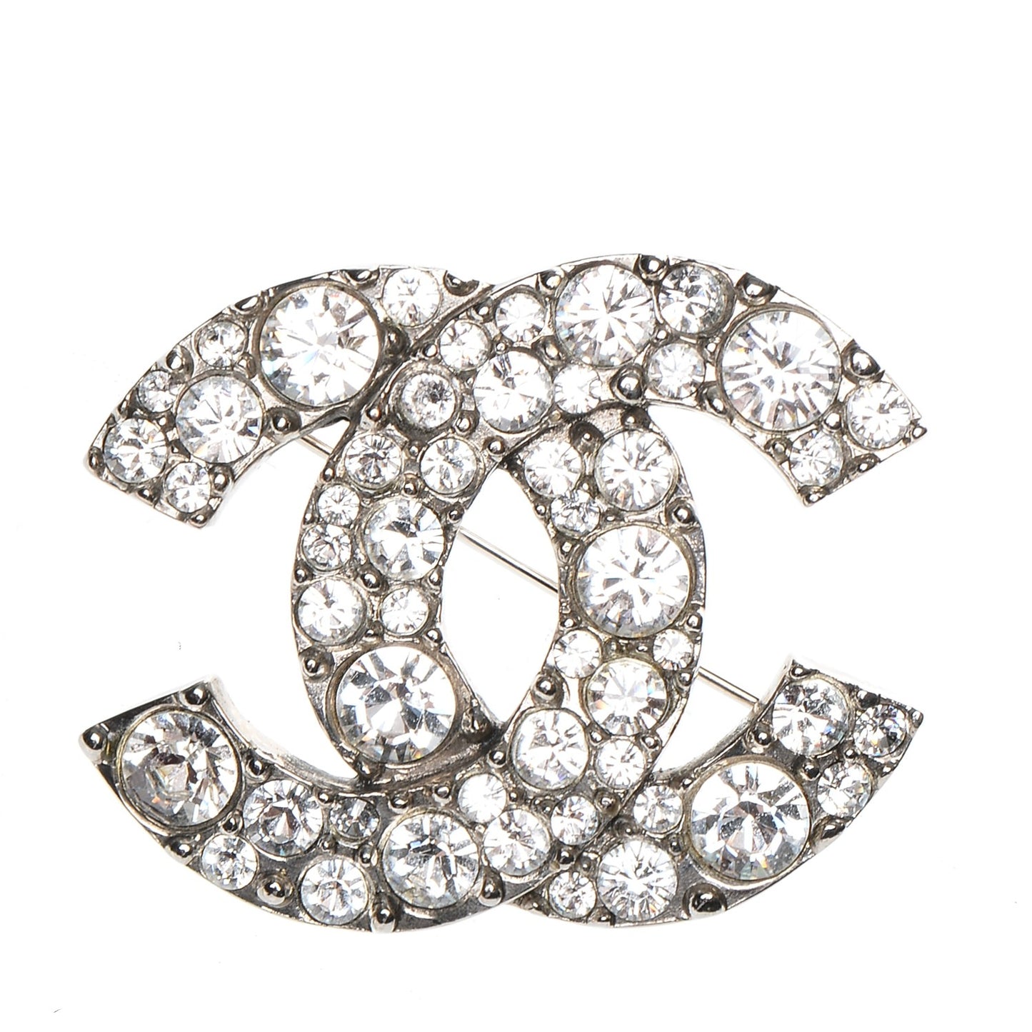 Crystal Large CC Brooch Silver