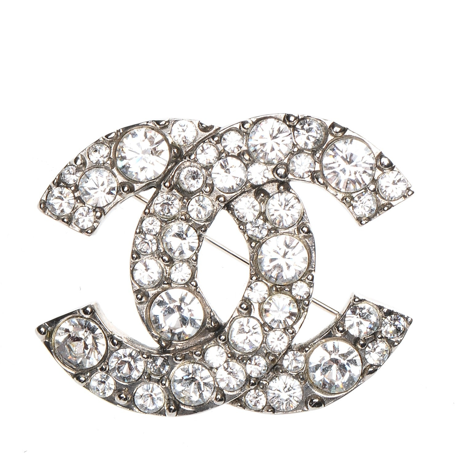 Chanel Crystal Large CC Brooch Silver 1 of 4