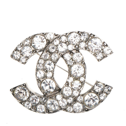 Chanel Crystal Large CC Brooch Silver 1 of 4