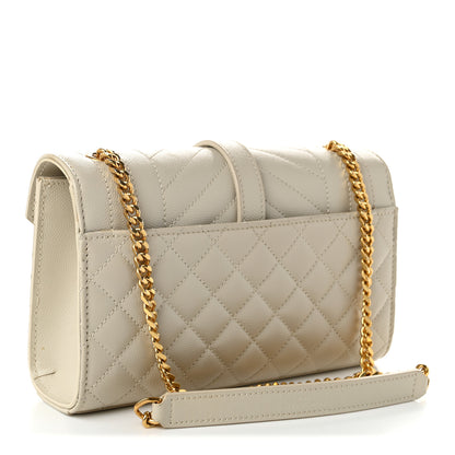 Saint Laurent Grain De Poudre Textured Mixed Matelasse Triquilt Small Monogram Satchel Crema Soft 3 of 10