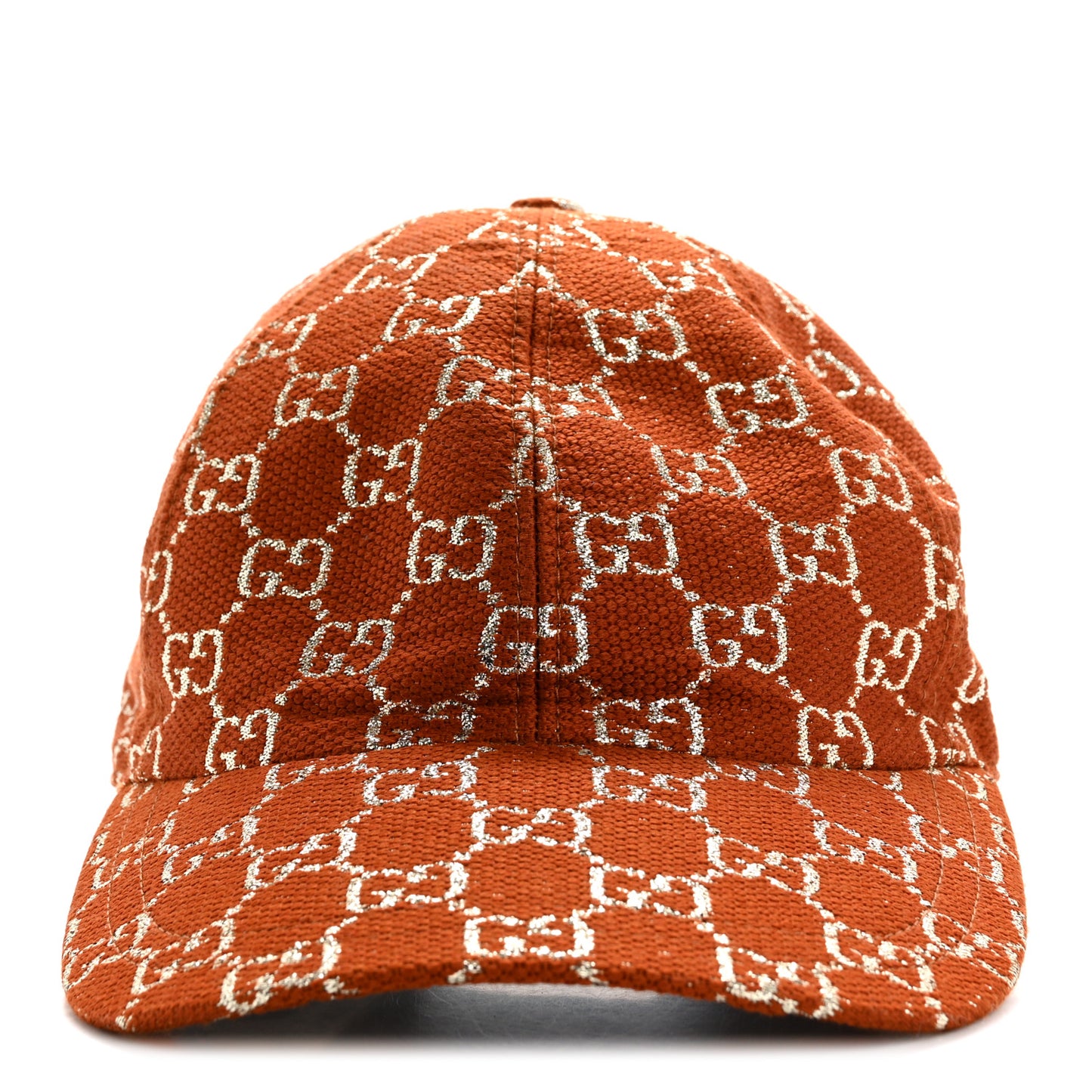 Canvas Lame GG Monogram Rush Baseball Hat S Burnt Orange Silver