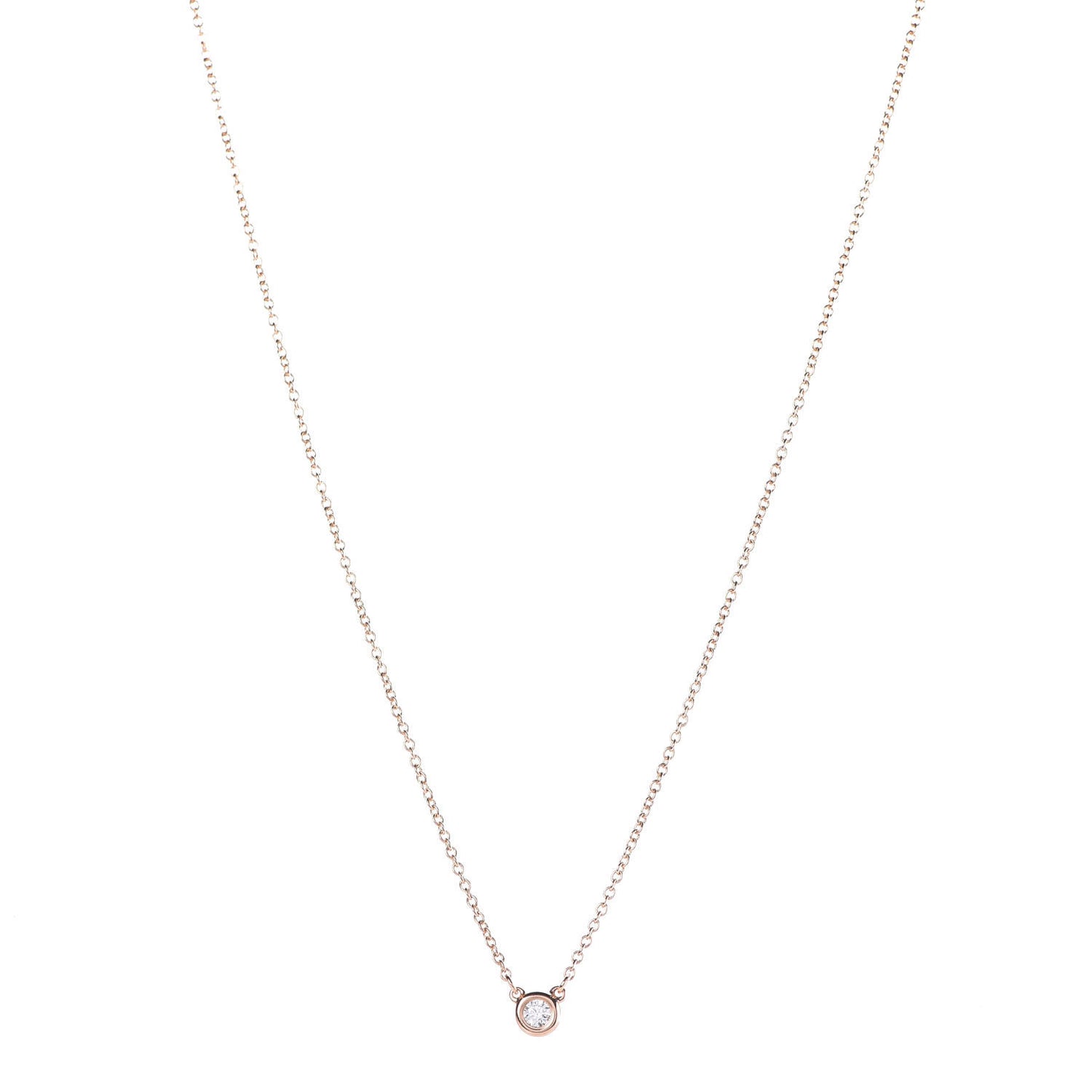 18K Rose Gold Diamond .05ct Elsa Peretti Diamonds by the Yard Pendant Necklace