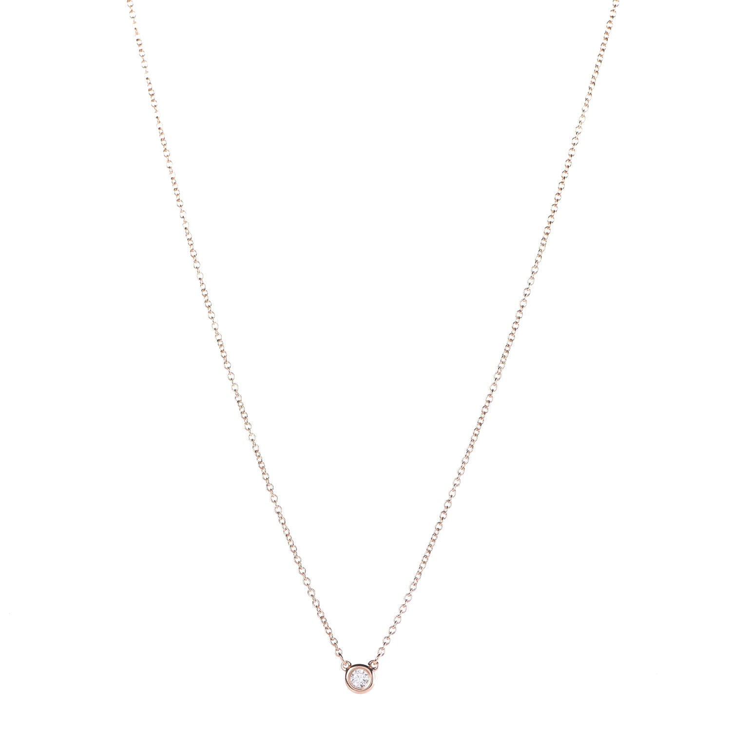 Tiffany 18K Rose Gold Diamond .05ct Elsa Peretti Diamonds by the Yard Pendant Necklace 1 of 8