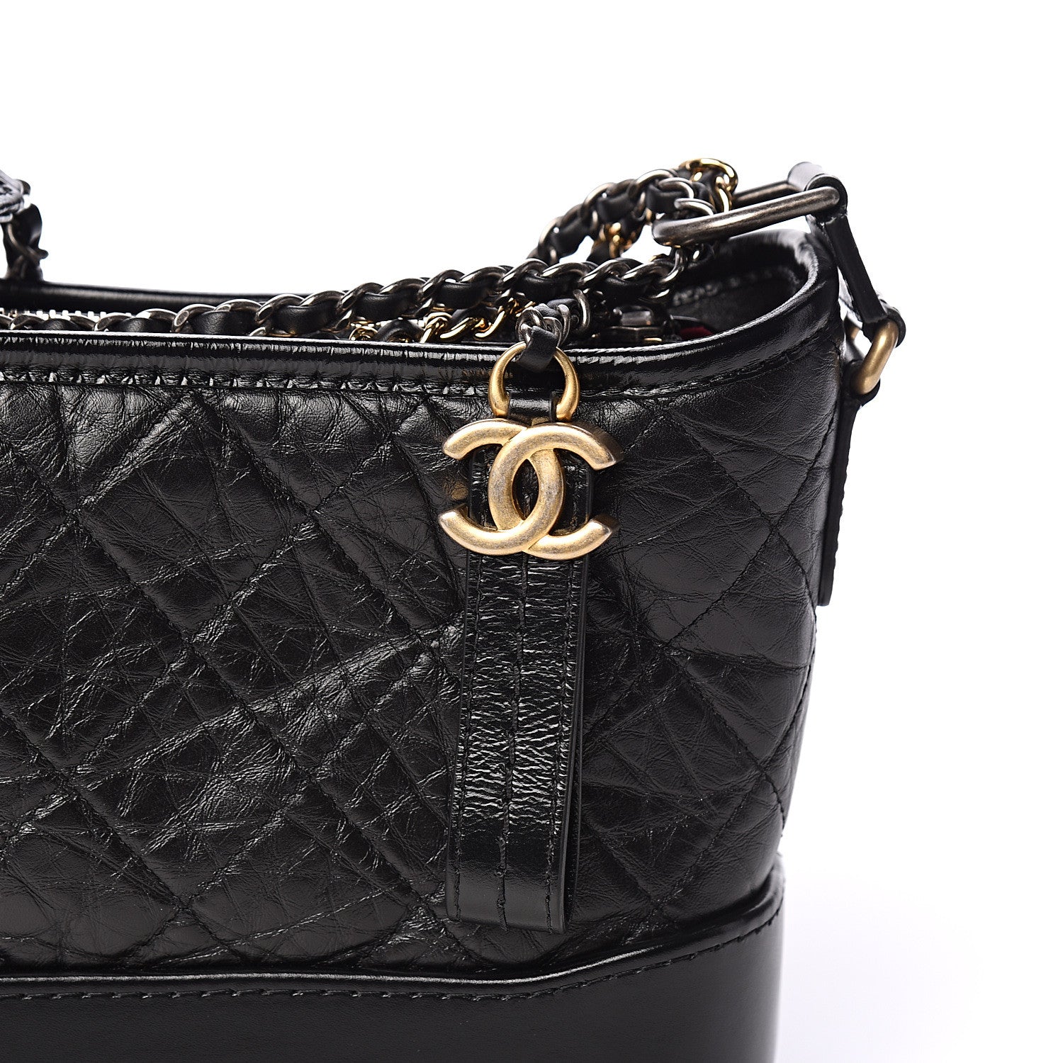 Chanel Aged Calfskin Quilted Small Gabrielle Hobo Black 9 of 10