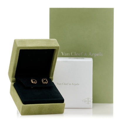 Van Cleef & Arpels 18K Yellow Gold Black Onyx Sweet Alhambra Earrings 5 of 5