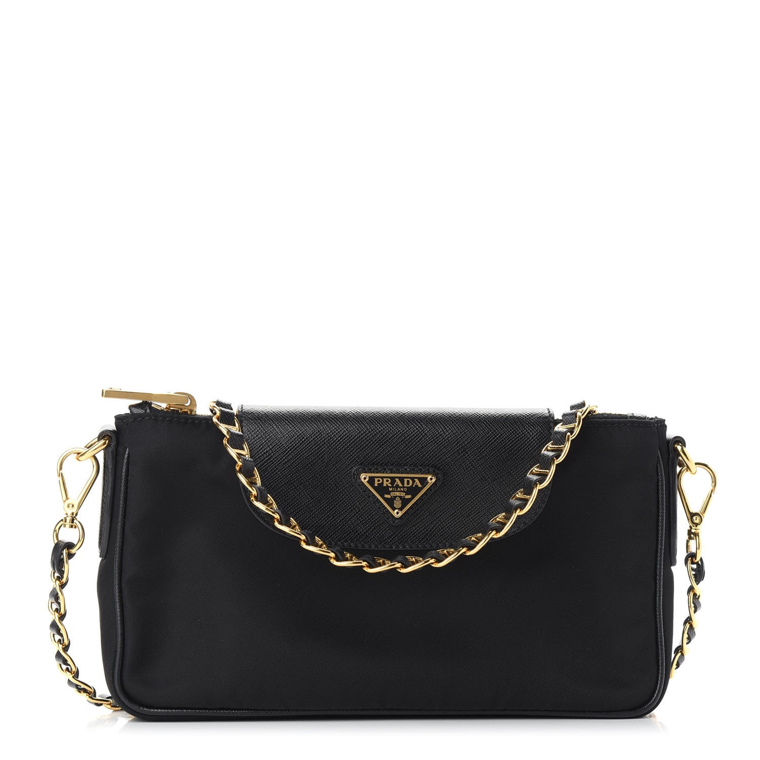 Prada Tessuto Nylon Saffiano Crossbody Bag Black 1 of 8