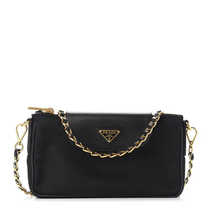 Prada Tessuto Nylon Saffiano Crossbody Bag Black 1 of 8
