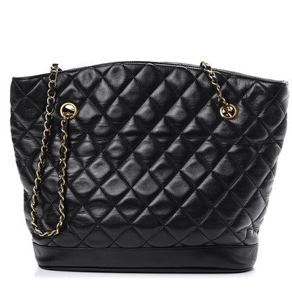 Chanel Lambskin Quilted Shopper Tote Black 1 of 9