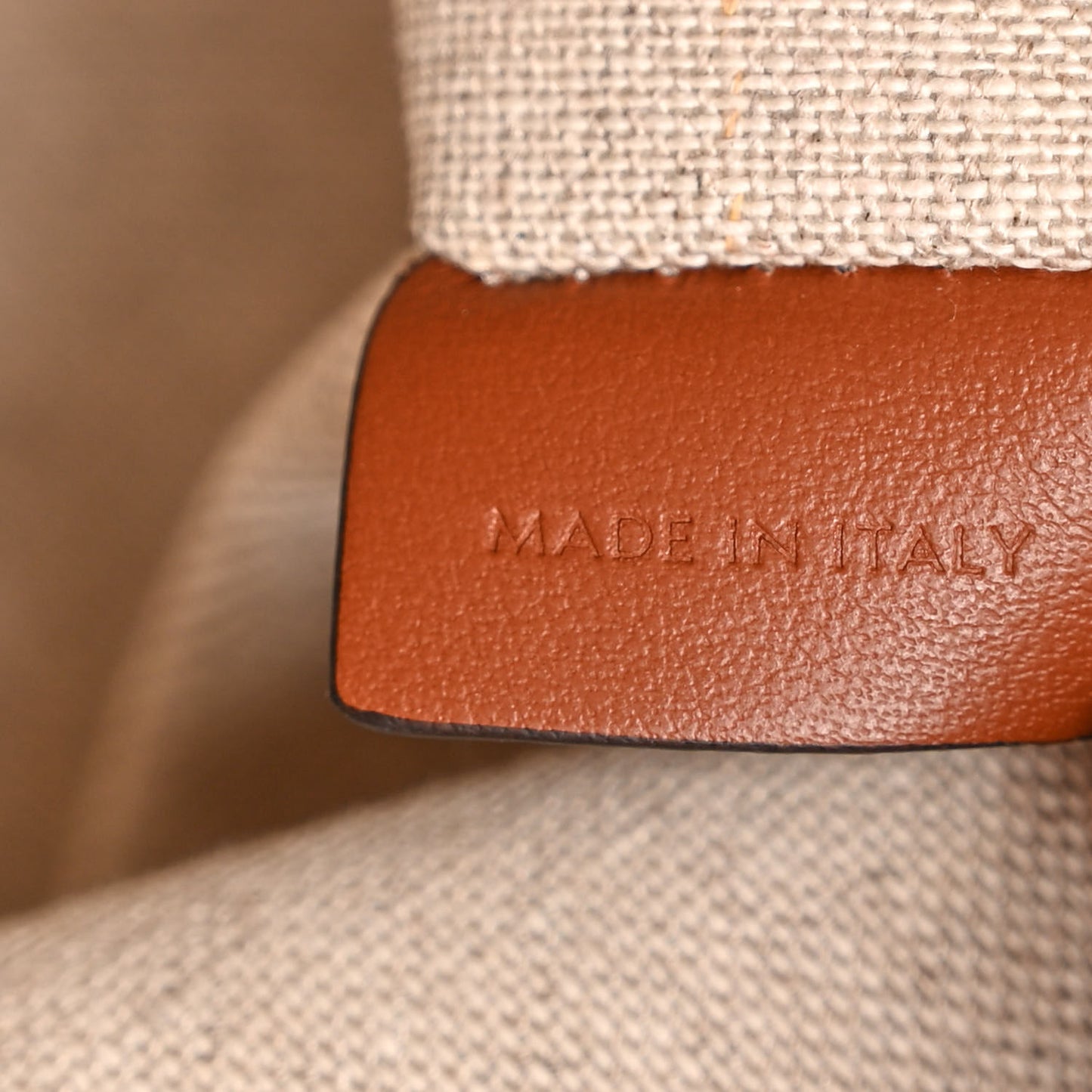 Canvas Smooth Calfskin Logo Bucket 16 Bag Khaki Beige Tan