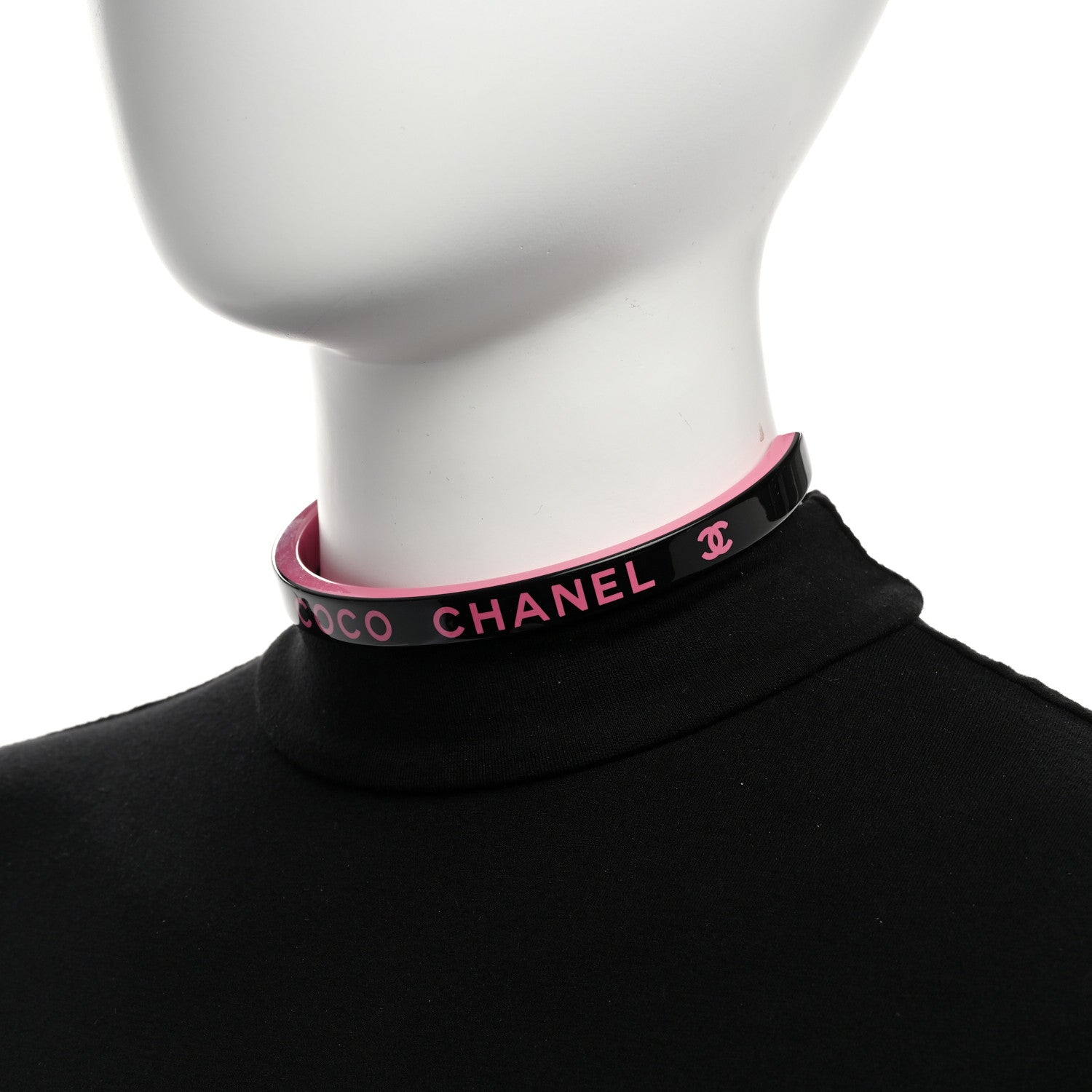 Chanel Resin Logo Choker Pink Black 2 of 6