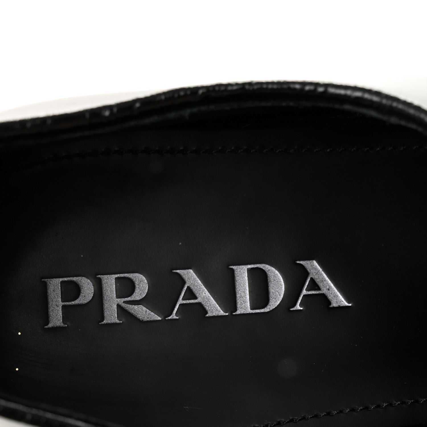 Prada Spazzolato Triangle Mens Derby Loafers 8 Black 1829267