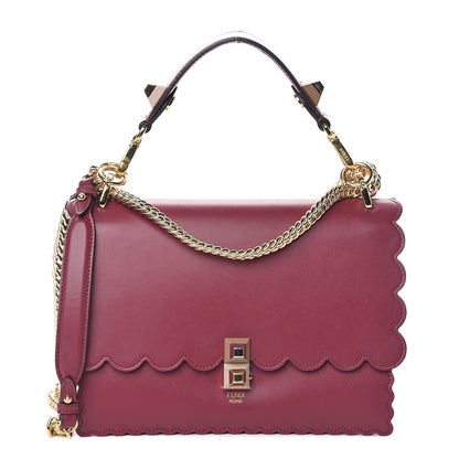 Fendi Vitello Liberty Scalloped Studded Kan I Shoulder Bag Black Cherry 1 of 8