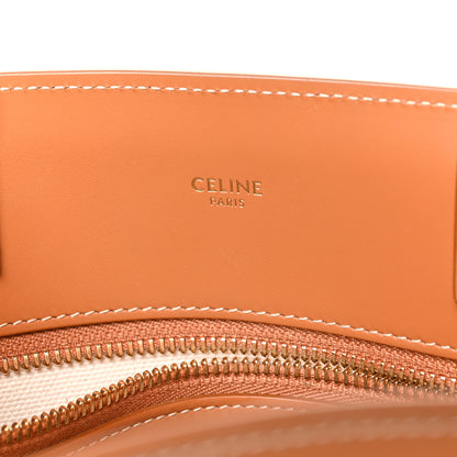 Celine Canvas Calfskin Logo Print Small Vertical Cabas Natural Tan 6 of 9