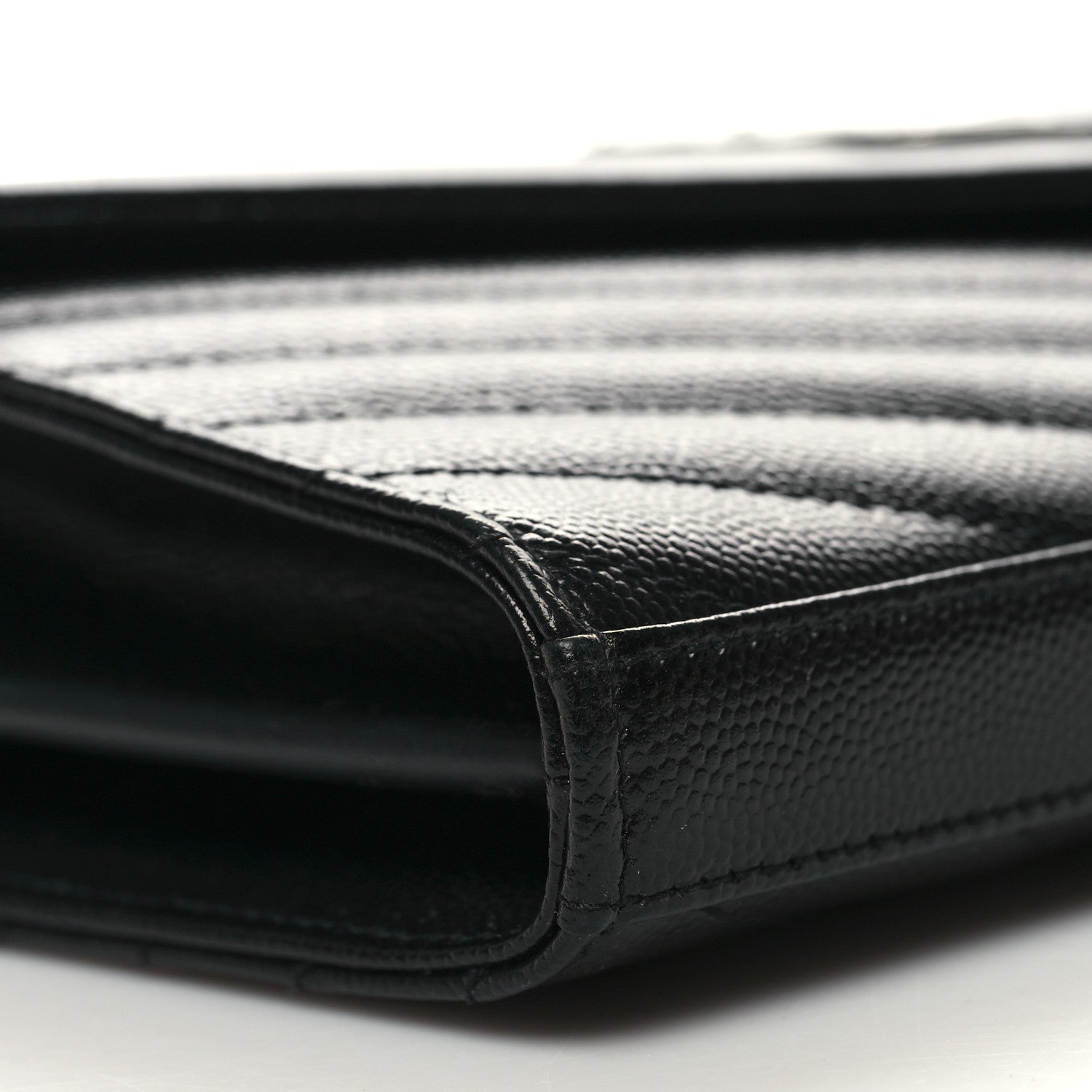Saint Laurent Grain De Poudre Matelasse Chevron Monogram Chain Wallet Black 9 of 11