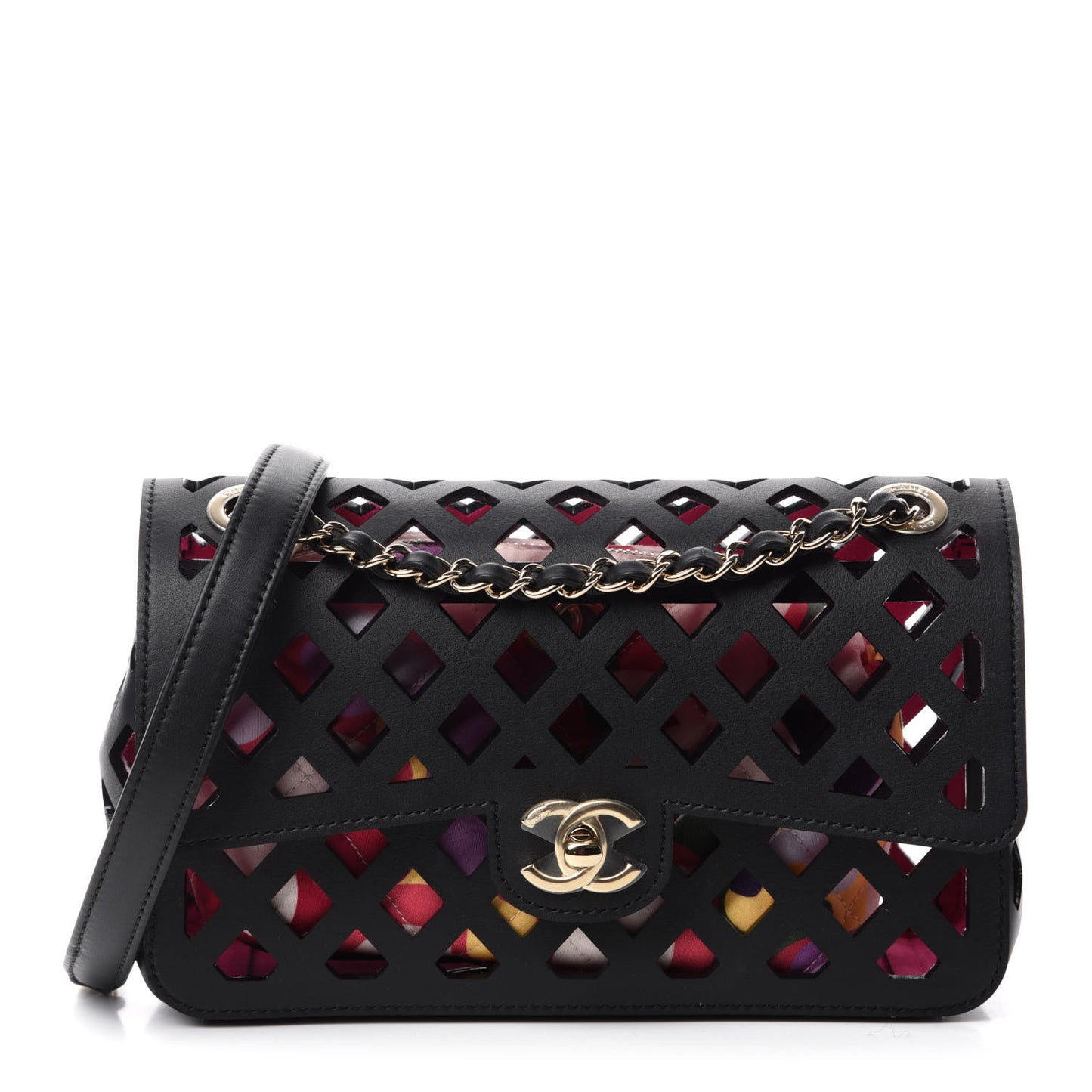 Lambskin Small Sea Through Flap Black