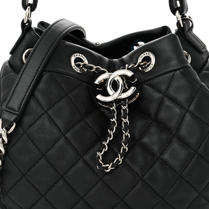 Chanel Lambskin Quilted CC Chain Drawstring Tote Black 8 of 10