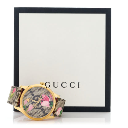 Gucci Stainless Steel Canvas 38mm G-Timeless Supreme GG Blooms Quartz Watch Brown 5 of 5