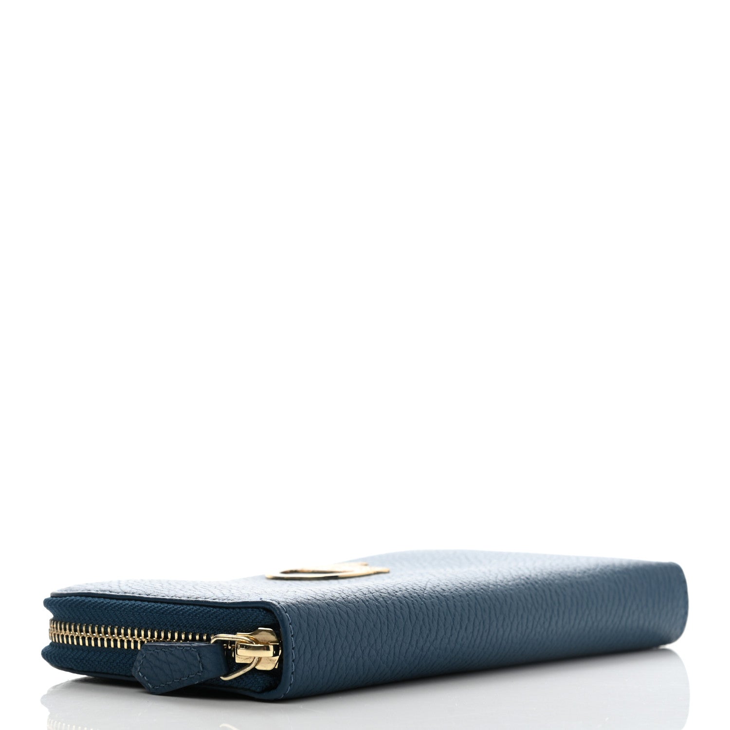 Versace Calfskin Zip Around Continental Wallet Blue 5 of 7