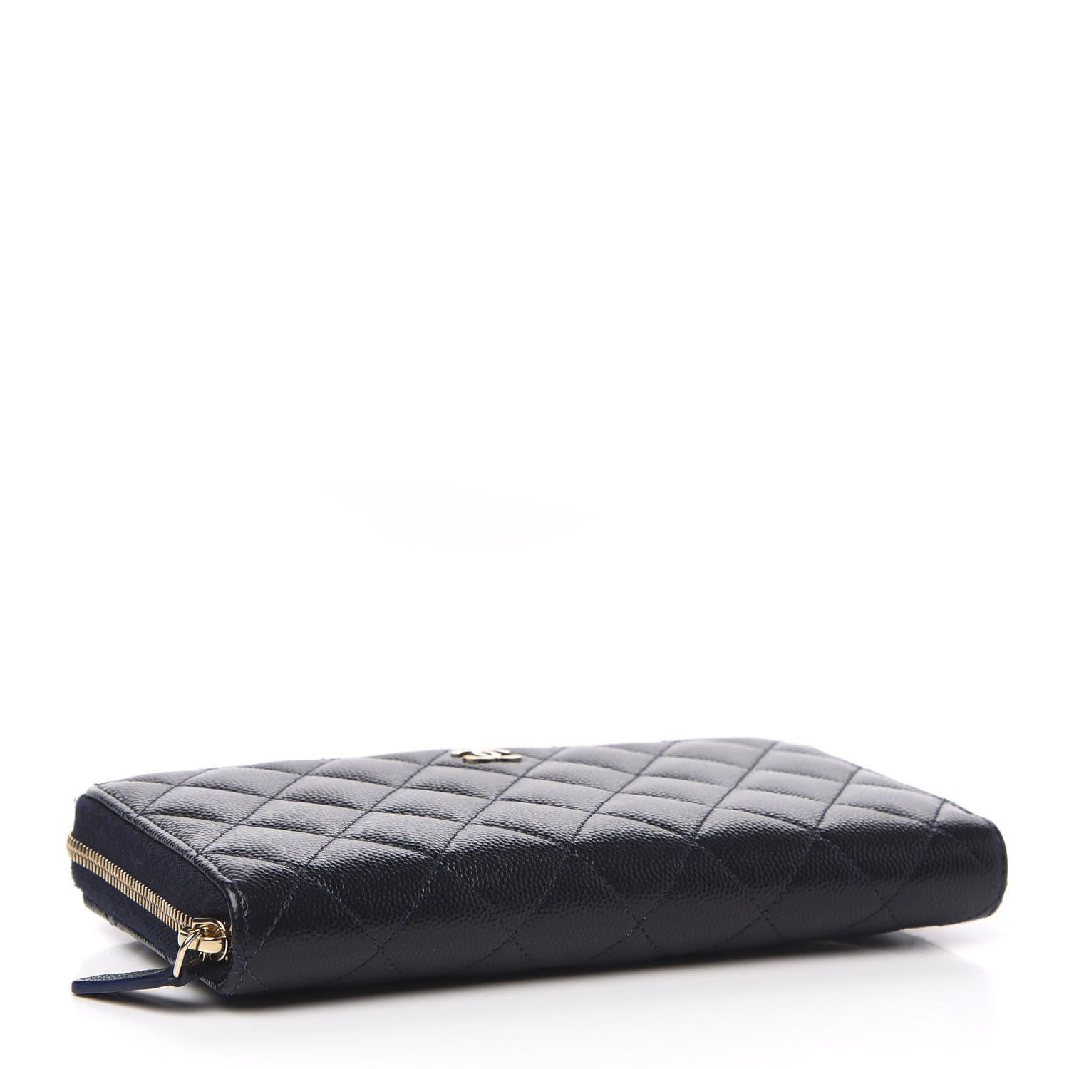 Chanel Caviar Quilted Large Gusset Zip Around Wallet Navy 4 of 11