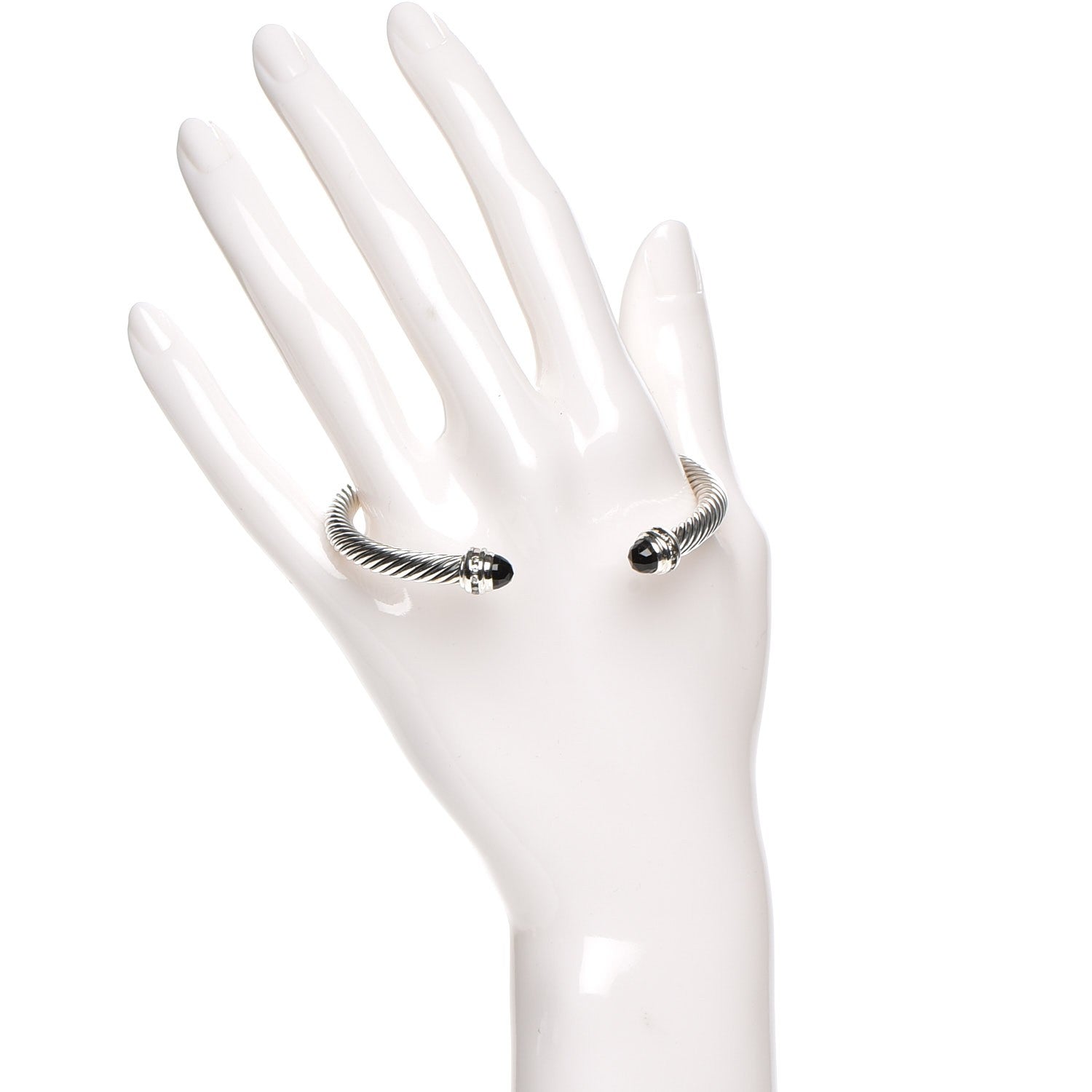 David Yurman Sterling Silver Diamond Black Onyx 5mm Cable Classics Princess Bracelet 2 of 6