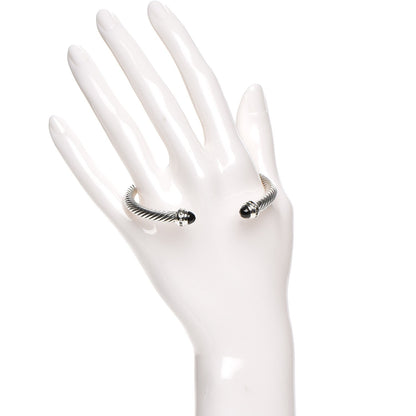 David Yurman Sterling Silver Diamond Black Onyx 5mm Cable Classics Princess Bracelet 2 of 6