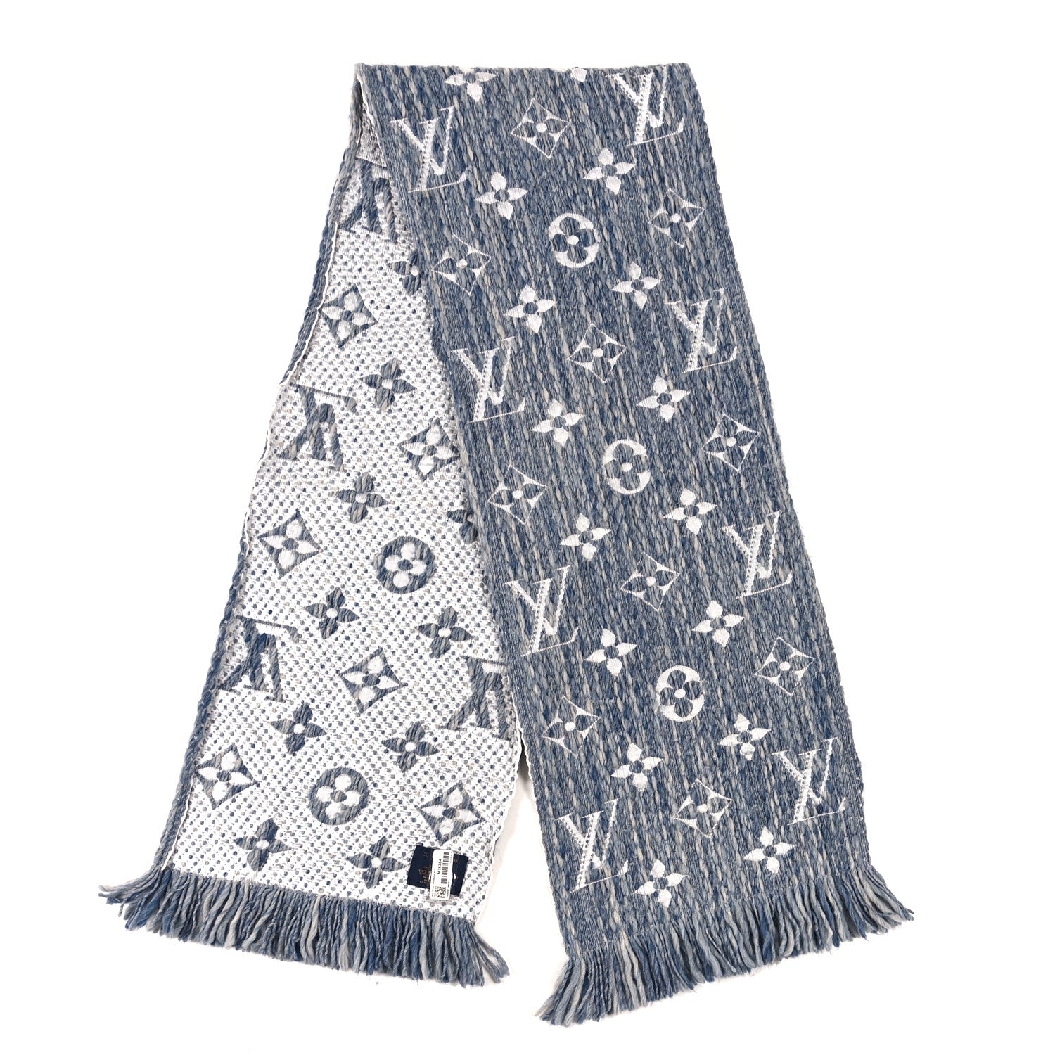 Louis Vuitton Wool Silk Logomania Scarf Denim Bleu 2 of 3