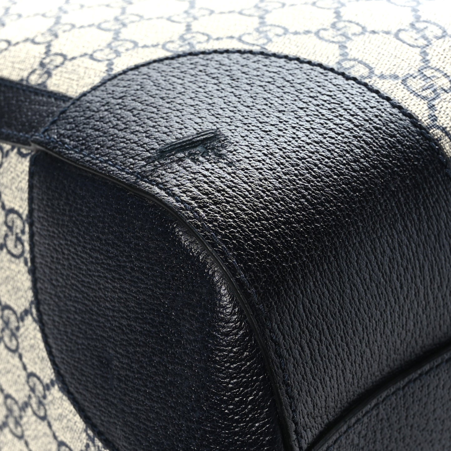 GG Supreme Monogram Textured Dollar Calfskin Web Large Savoy Duffle Bag Beige Blue