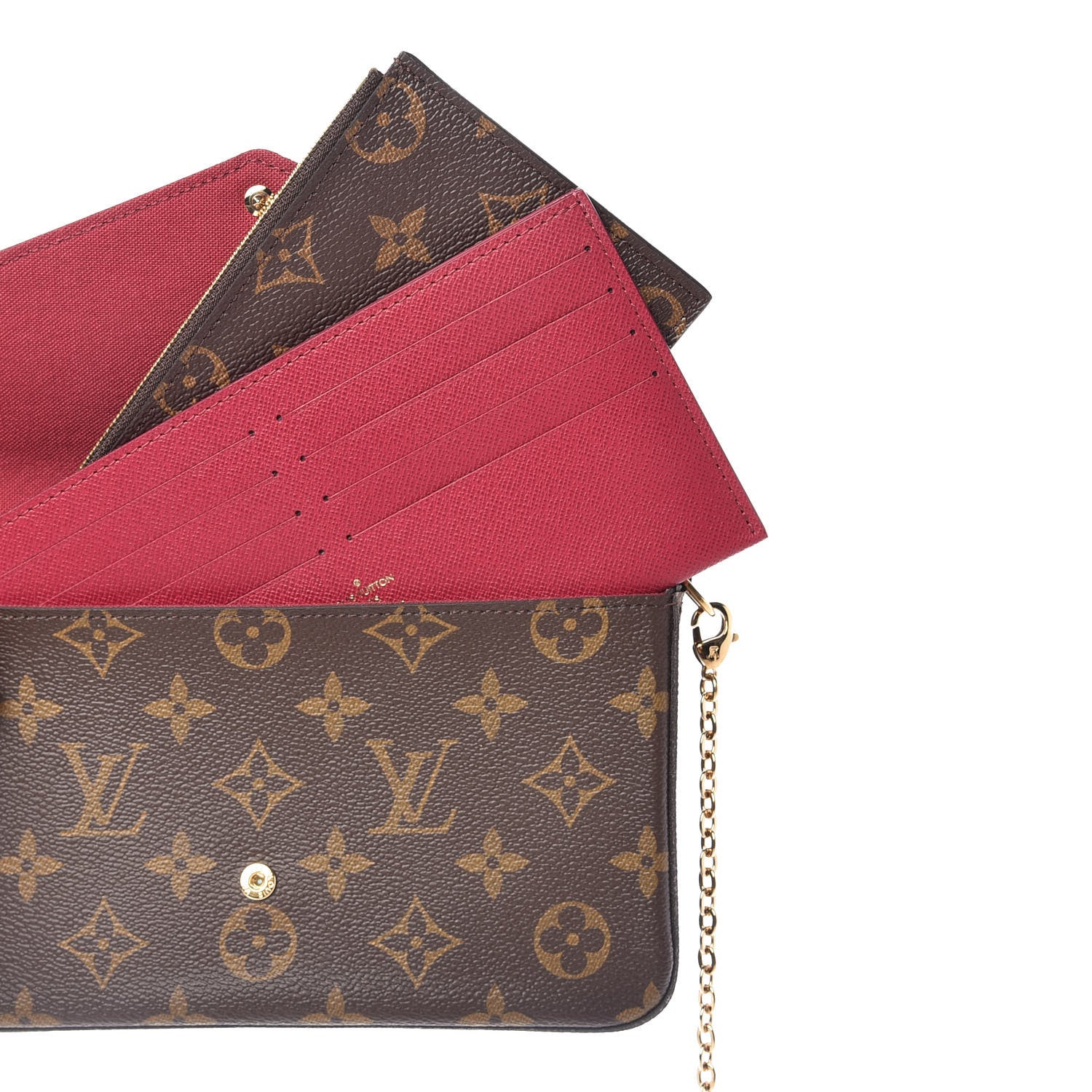 Louis Vuitton Monogram Pochette Felicie Chain Wallet Fuchsia 6 of 11