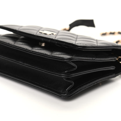Chanel Lambskin Quilted Mini Camellia Bow Wallet On Chain WOC Black 8 of 9