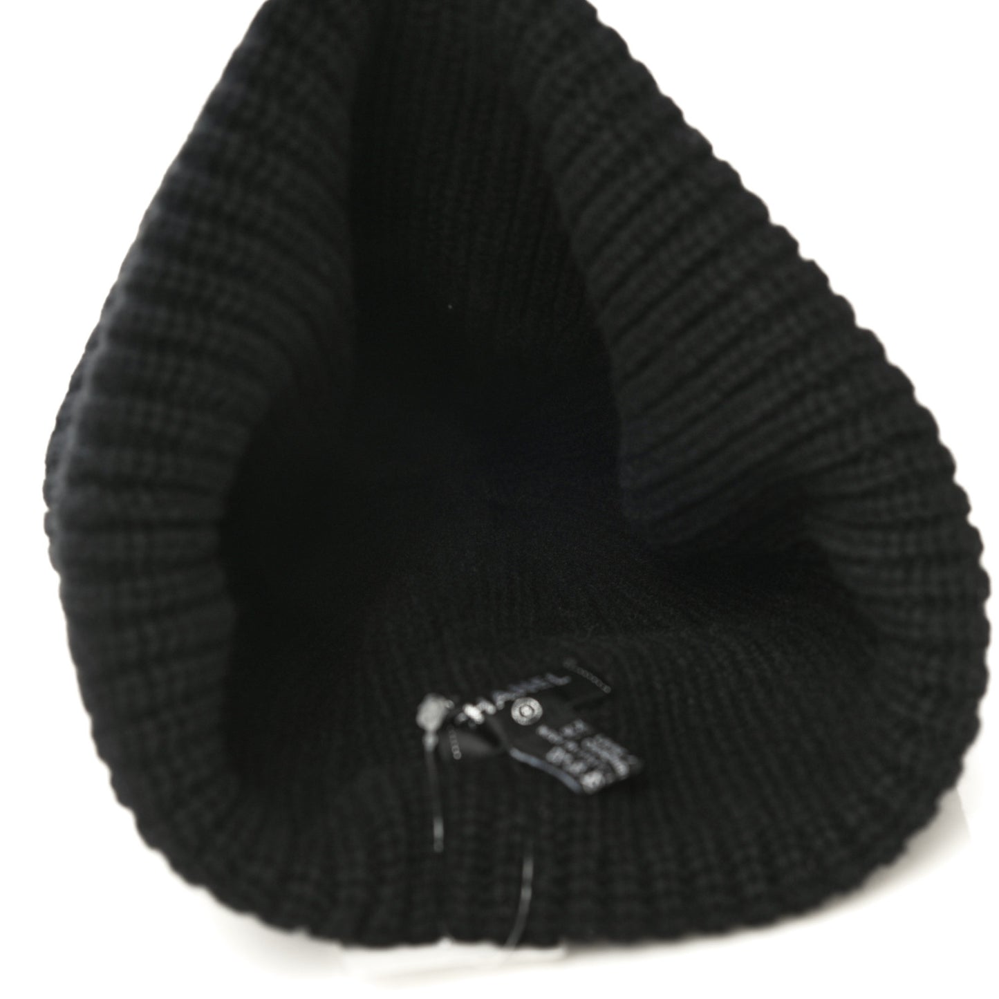 Wool Cashmere CC Beanie Hat Black White