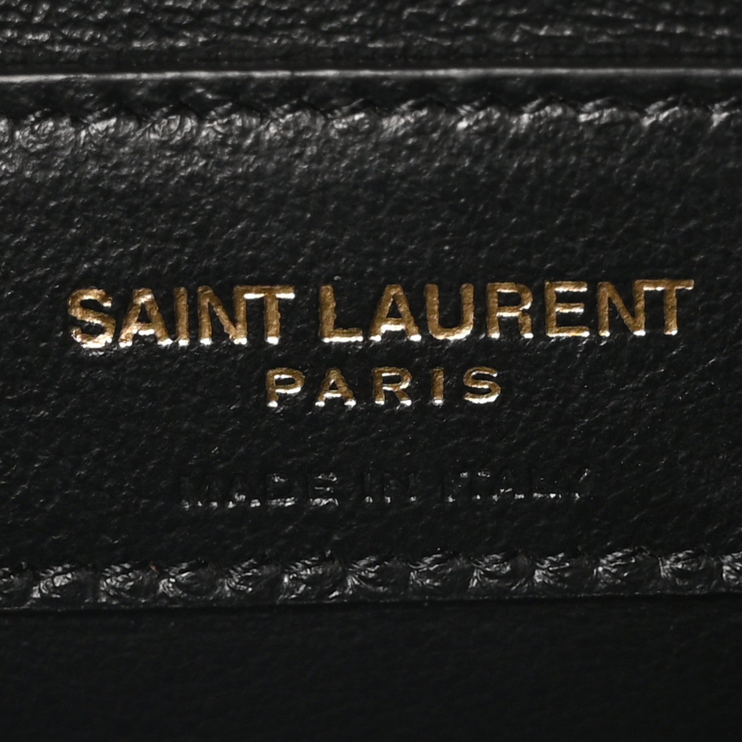 Saint Laurent Shiny Calfskin Crocodile Embossed Manhattan Baguette Black 6 of 10