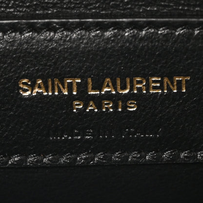 Saint Laurent Shiny Calfskin Crocodile Embossed Manhattan Baguette Black 6 of 10