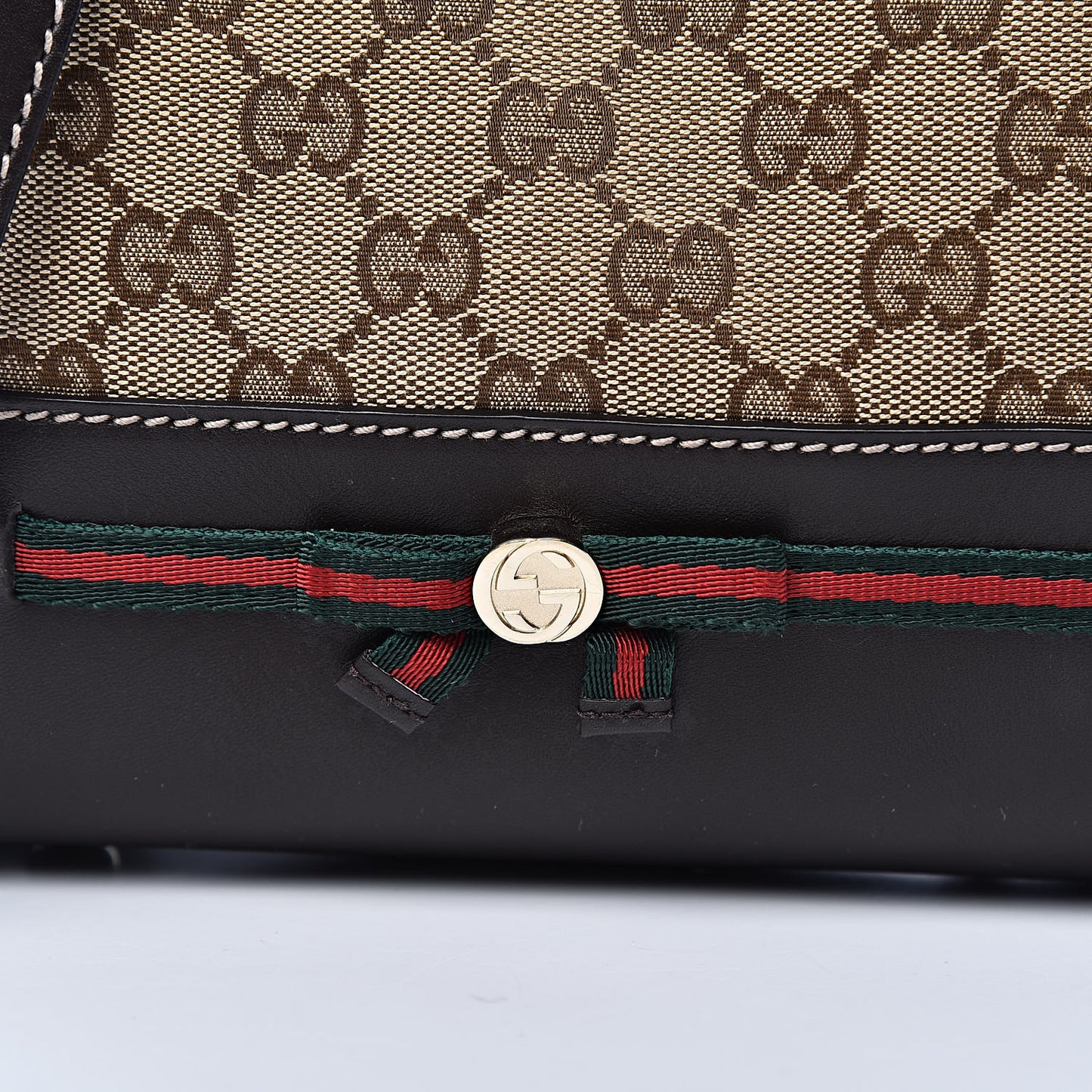Monogram Web Mayfair Top Handle Satchel Dark Brown