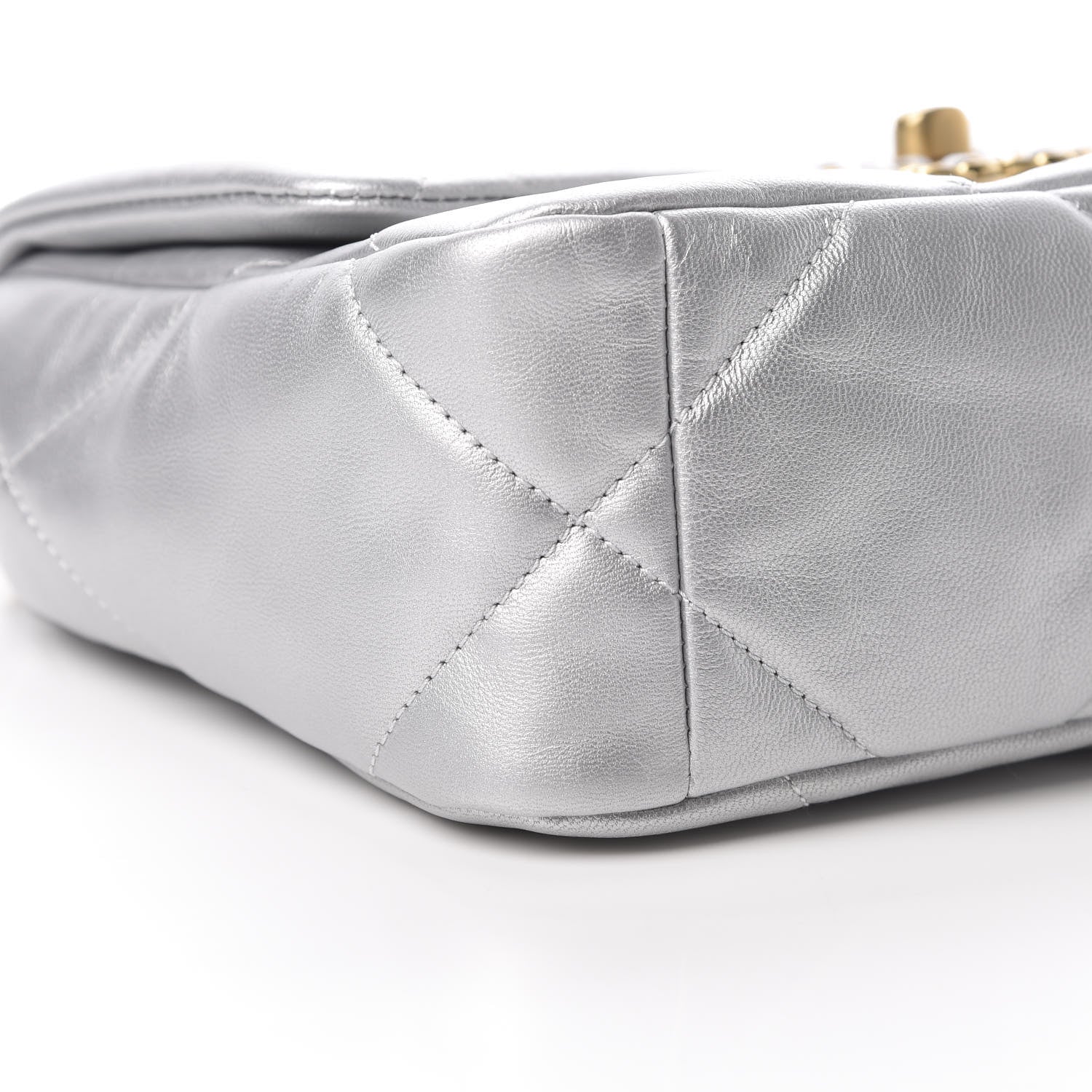 Chanel Metallic Goatskin Quilted Medium 19 Flap Silver 9 of 11