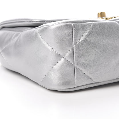 Chanel Metallic Goatskin Quilted Medium 19 Flap Silver 9 of 11