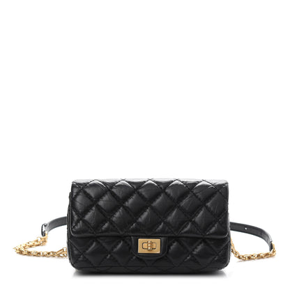 Chanel Aged Calfskin Quilted 2.55 Reissue Chain Waist Bag Black 1 of 9