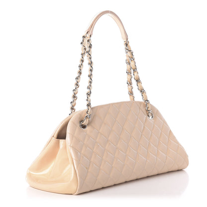 Chanel Patent Quilted Medium Just Mademoiselle Bowling Bag Beige 3 of 12