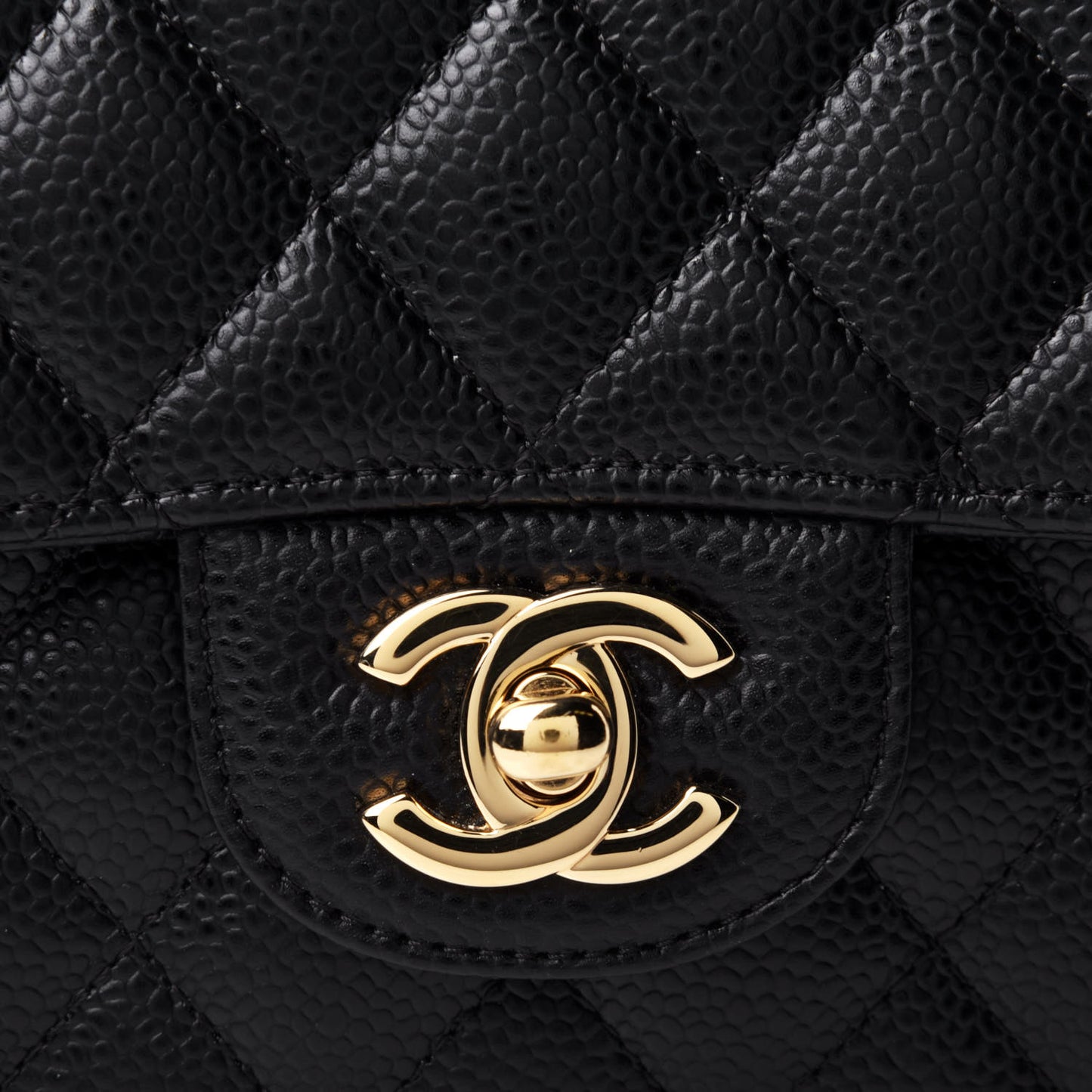 Caviar Quilted Small Double Flap Black