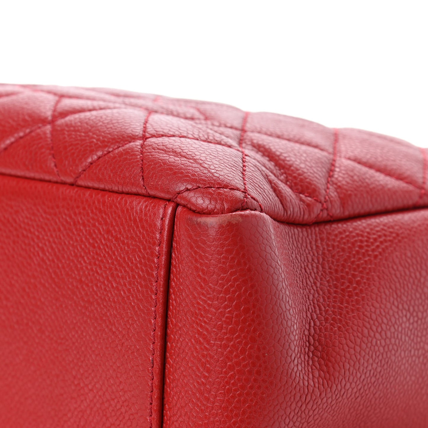 Caviar Quilted Petit Shopping Tote PST Red