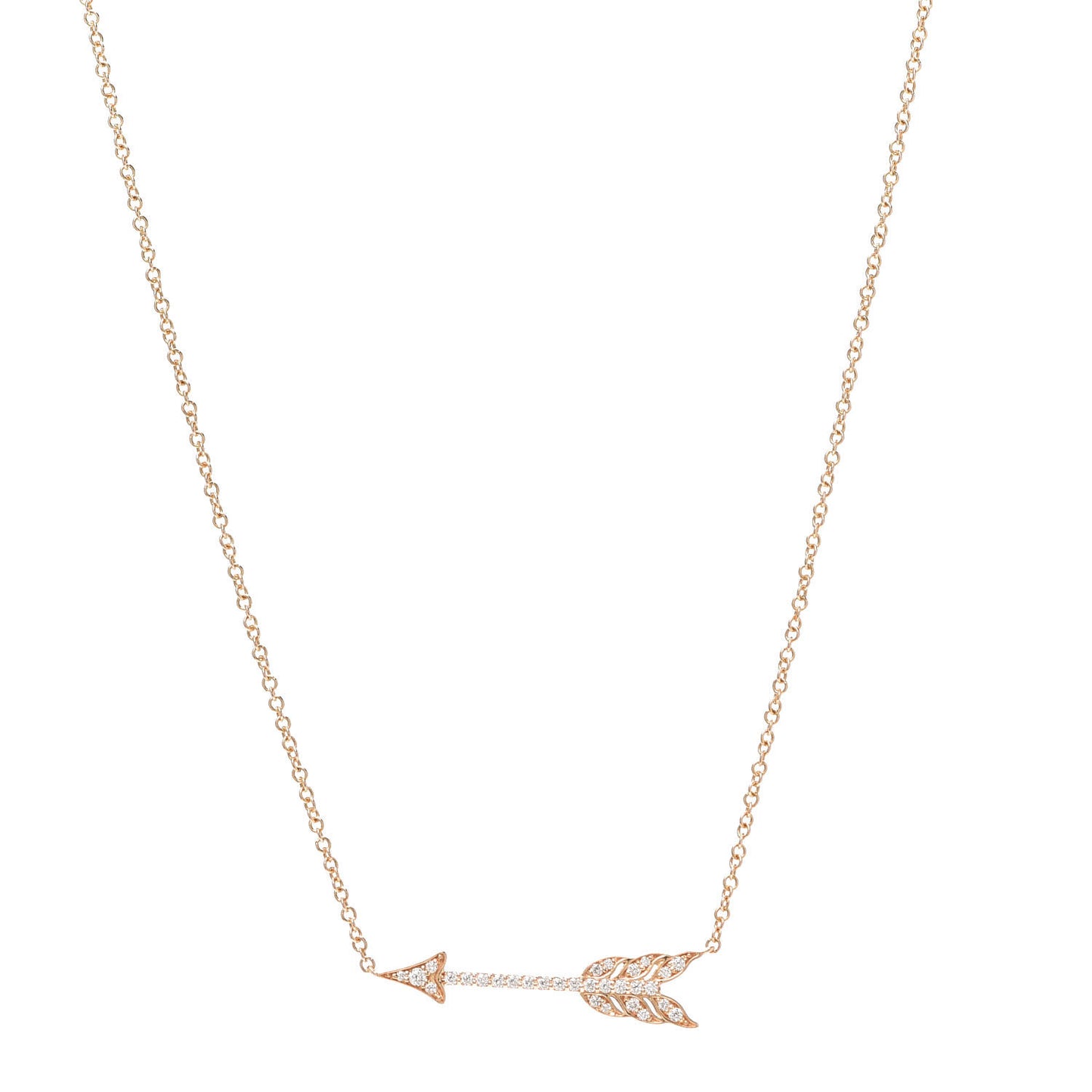18K Yellow Gold Diamond Arrow Pendant Necklace